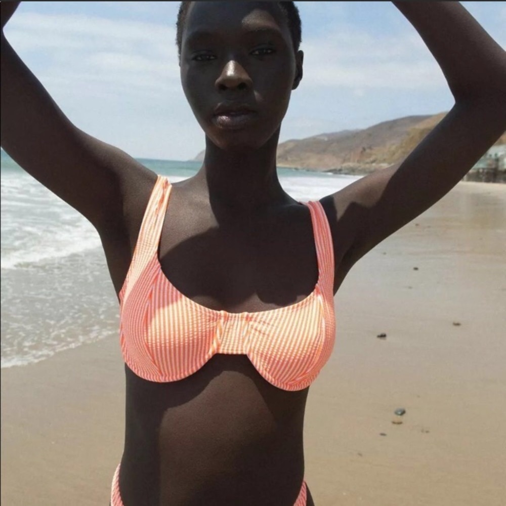 🔔🕊️NWT UO Out From Under Orange Seersucker Bikini Top